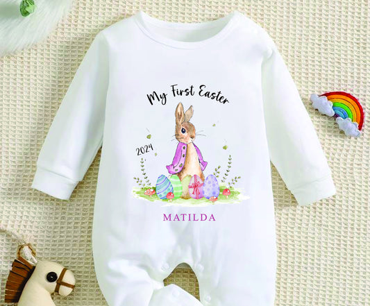 Personalised My First Easter Sleepsuit Baby Girl / Boy Outfit First Easter 1st Easter - Easter