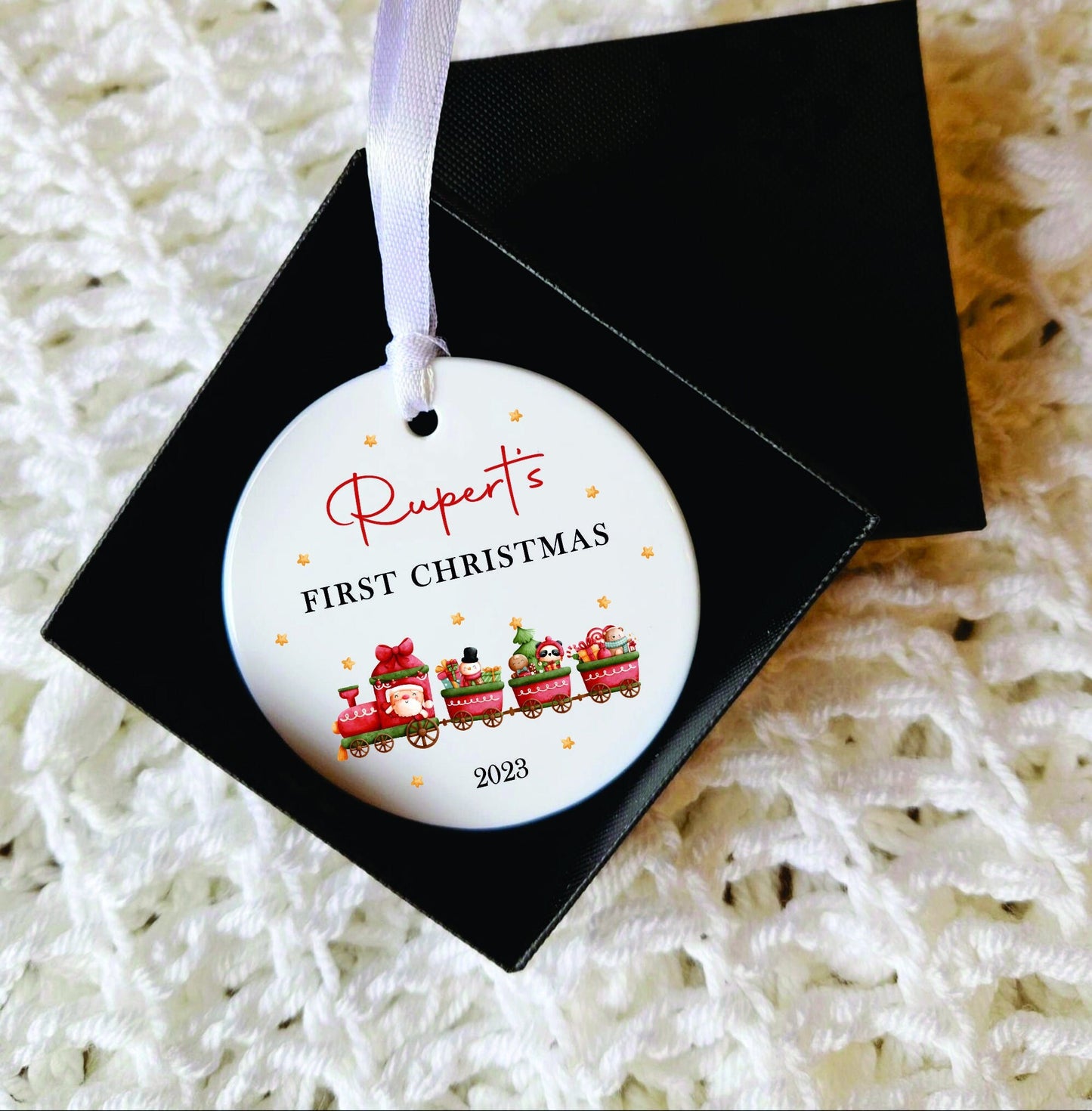 Personalised Christmas Bauble Baby's 1st Christmas Baubles - Baby Girl/Boy First Christmas My 1st Christmas Ornament - Santa Sleigh