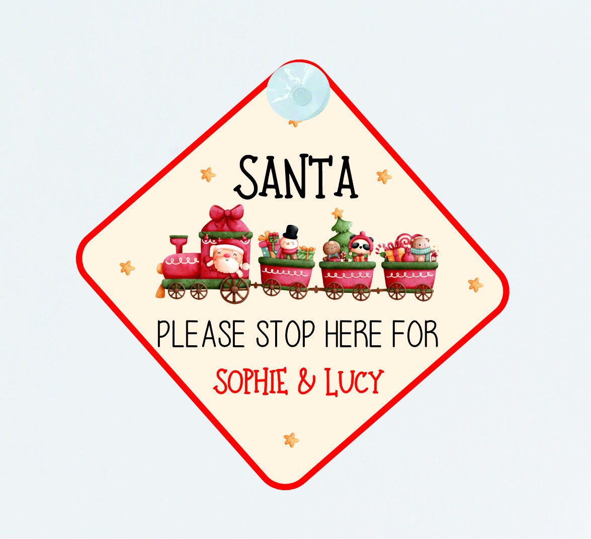 Personalised Santa Stop Here Sign - Christmas Decoration, Christmas Window Stop here Sign, Christmas Gift for Kids