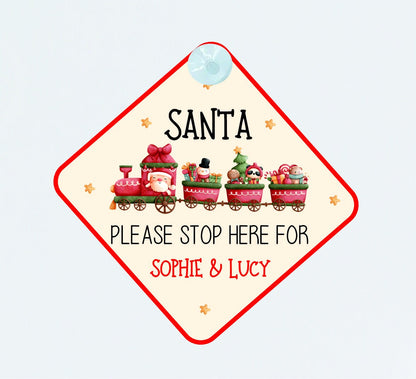 Personalised Santa Stop Here Sign - Christmas Decoration, Christmas Window Stop here Sign, Christmas Gift for Kids