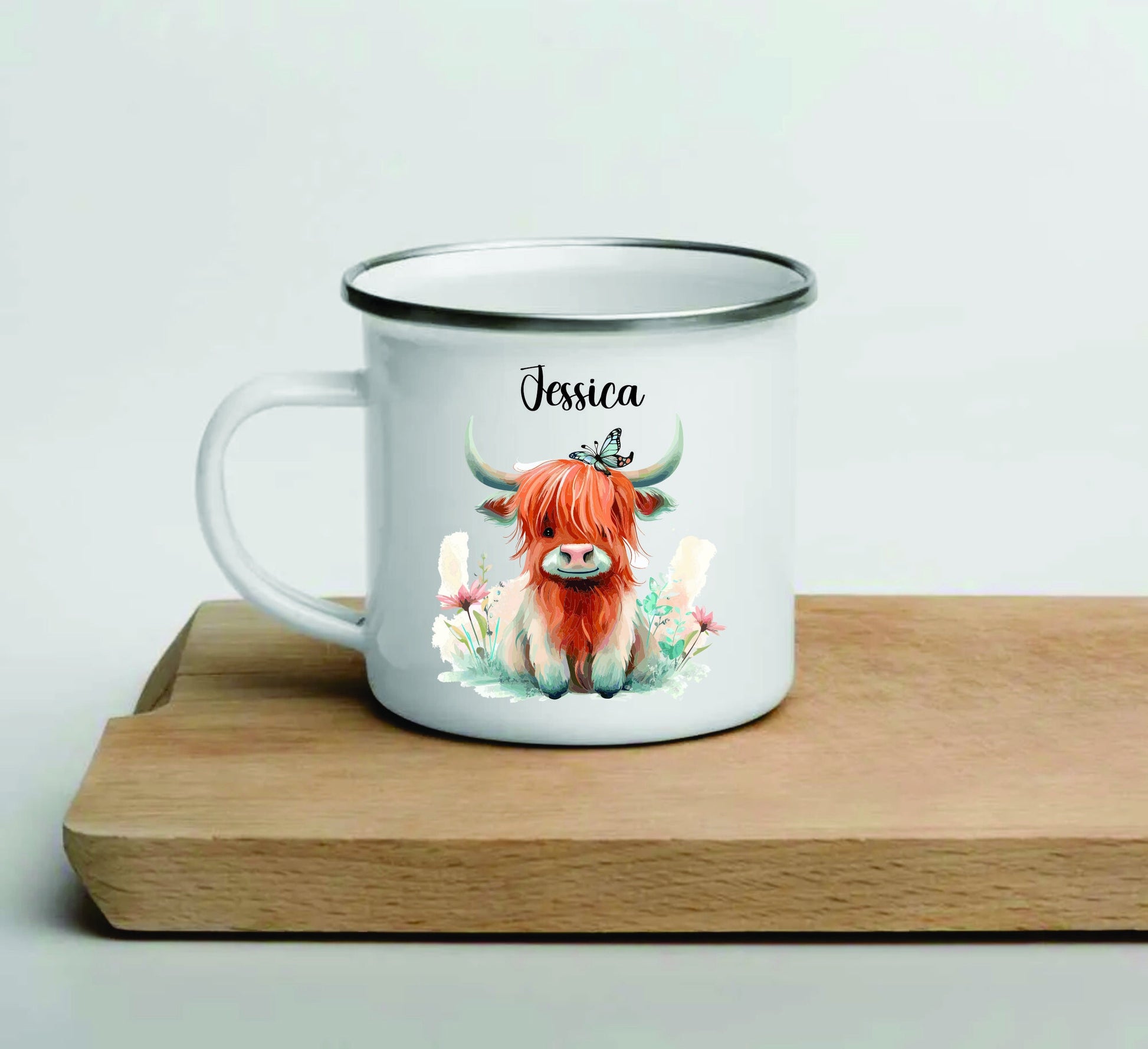 Personalised Highland Cow Mug / Coaster for Mum / Mummy - Set - Cute Highland Cow - Mother's Day