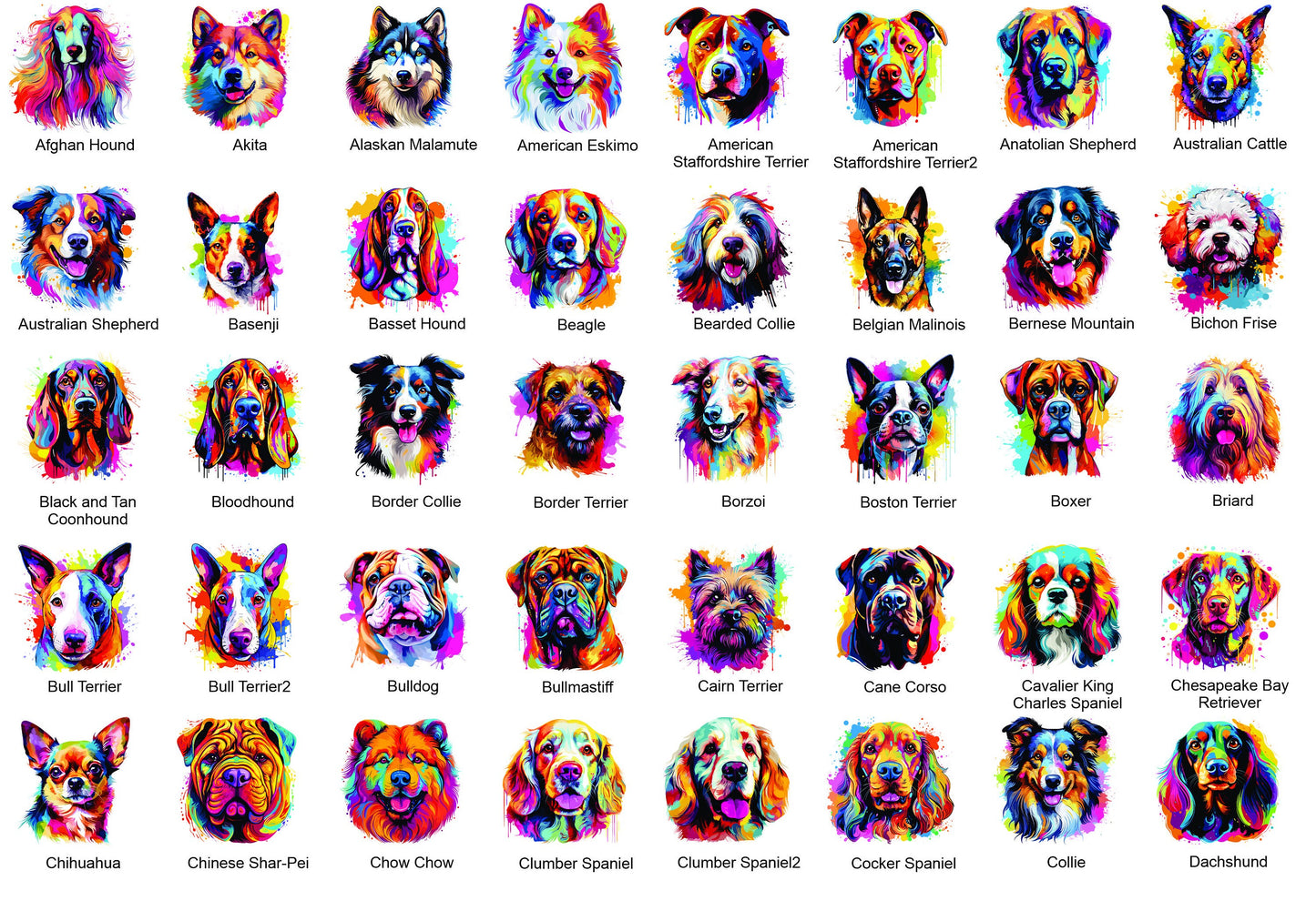 Personalised Colourful Dog Breed Mug / Coaster for Mum / Mummy - Set - Dog Mugs - Mother's Day