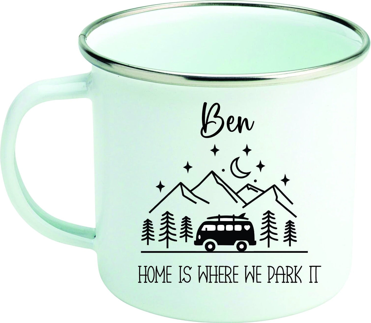 Personalised Campervan Mugs, Campervan Enamel Mug, Family Campervan mugs - Camping - Travel Mugs