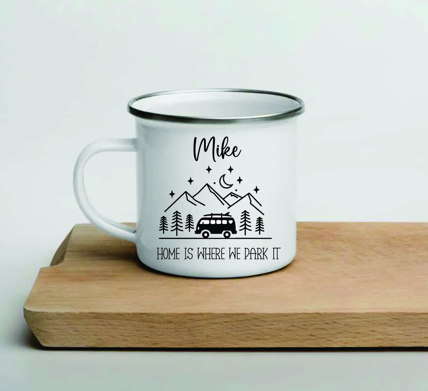 Personalised Campervan Mugs, Campervan Enamel Mug, Family Campervan mugs - Camping - Travel Mugs