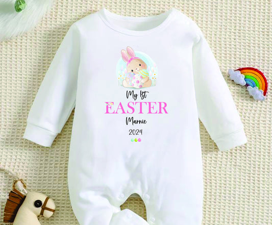 Personalised My First Easter Sleepsuit Baby Girl / Boy Outfit First Easter 1st Easter - Easter