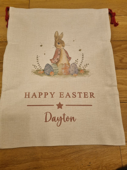 Personalised Easter Sacks - First Easter Sack| Linen Kids Easter Egg Gift Bag