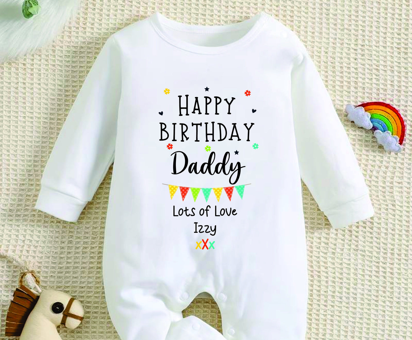 Happy Birthday DADDY Baby Girl / Boy Outfit (First Birthday 1st Birthday Mummy, Nanny, Grandad Birthday l New Dad Gift | Love My Mum)