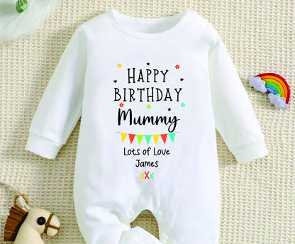 Happy Birthday DADDY Baby Girl / Boy Outfit (First Birthday 1st Birthday Mummy, Nanny, Grandad Birthday l New Dad Gift | Love My Mum)