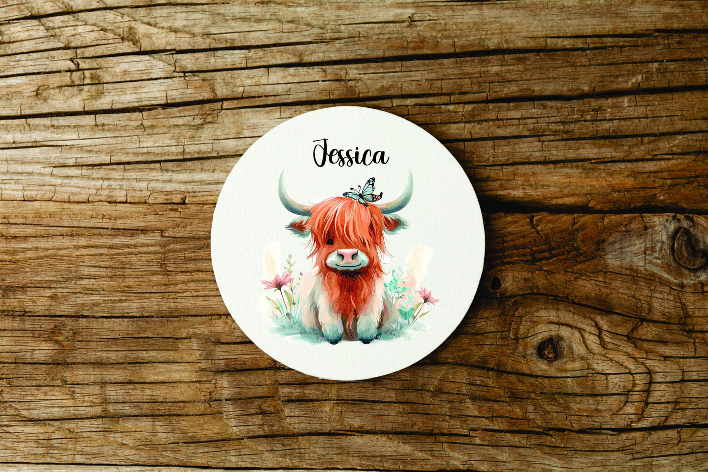 Personalised Highland Cow Mug / Coaster for Mum / Mummy - Set - Cute Highland Cow - Mother's Day