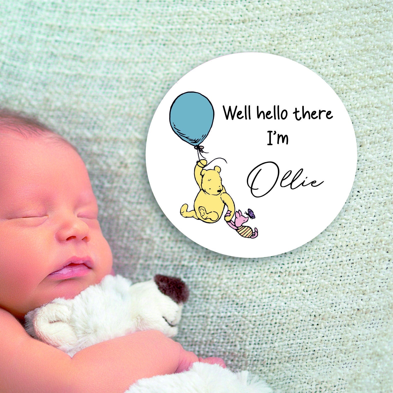 New baby arrival disc/coaster Well hello there I'm, New Baby Coasters - Winnie the pooh