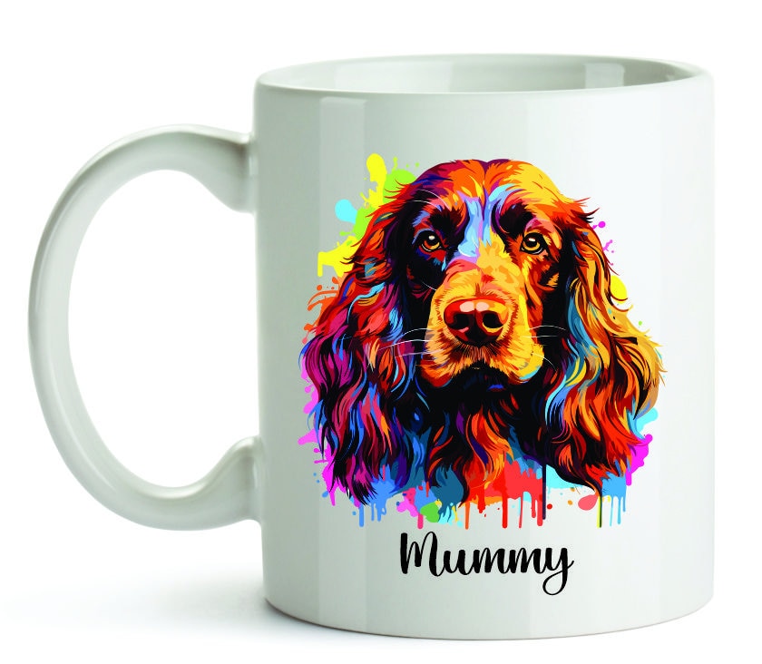 Personalised Colourful Dog Breed Mug / Coaster for Mum / Mummy - Set - Dog Mugs - Mother's Day