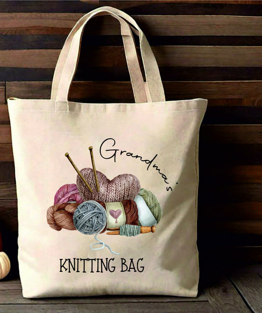 Personalised Knitting Bag - Grandma's Knitting Bag - Nannies Knitting Bag - Craft Bag