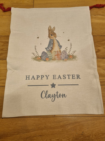 Personalised Easter Sacks - First Easter Sack| Linen Kids Easter Egg Gift Bag