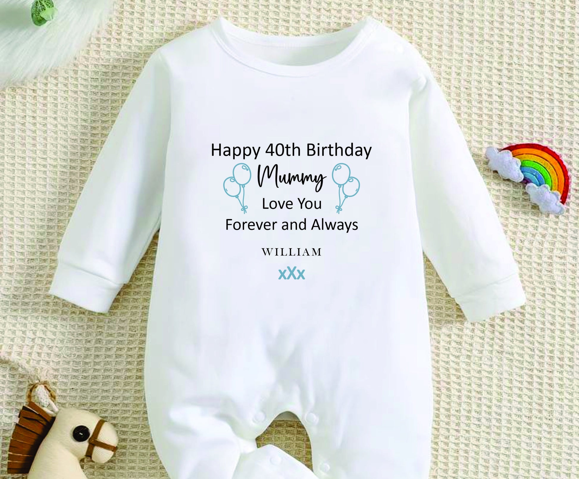 Happy 40th Birthday MUMMY Baby Girl / Boy Outfit (First Birthday 1st Birthday Mummy Mum Birthday l New Mum Gift | Love My Mum)