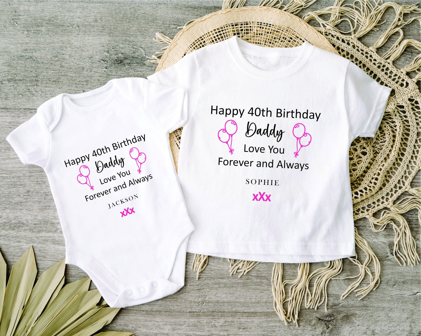 Happy 40th Birthday DADDY Baby Girl / Boy Outfit (First Birthday 1st Birthday Daddy Dad Birthday l New Dad Gift | Love My Dad)