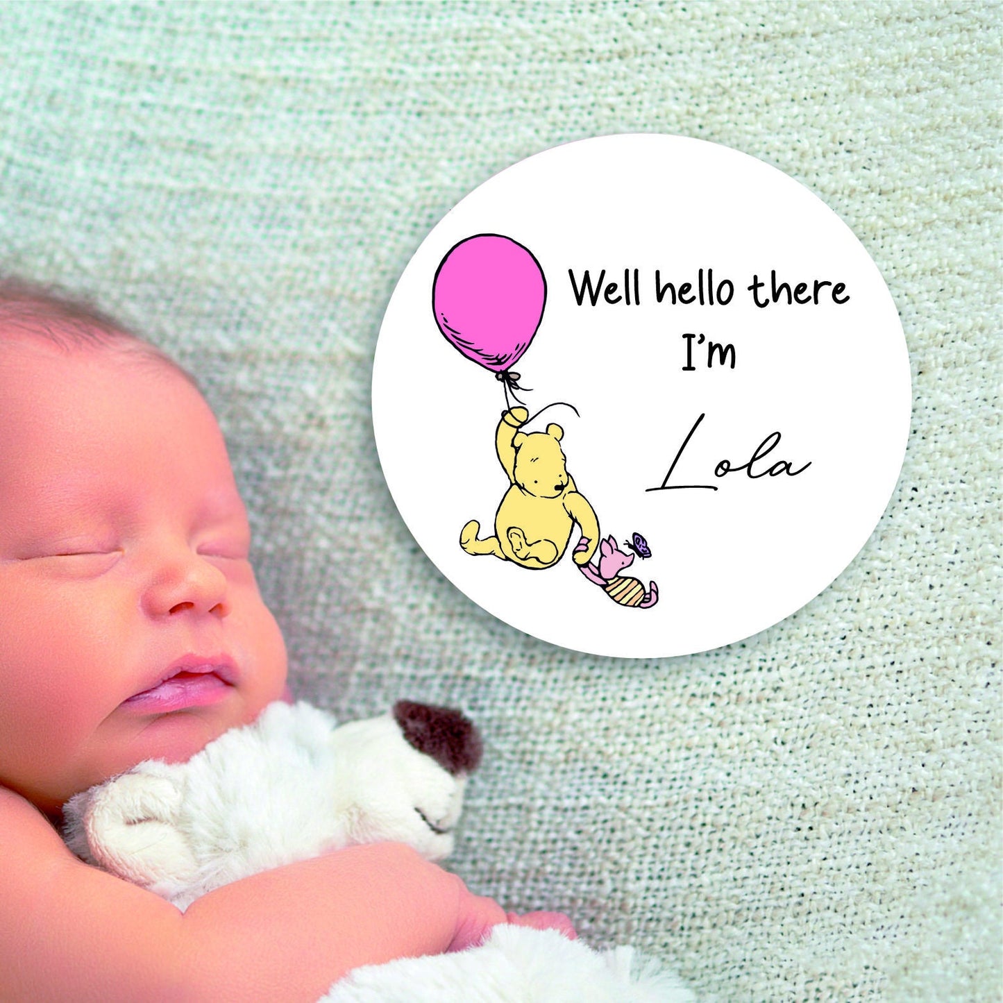 New baby arrival disc/coaster Well hello there I'm, New Baby Coasters - Winnie the pooh